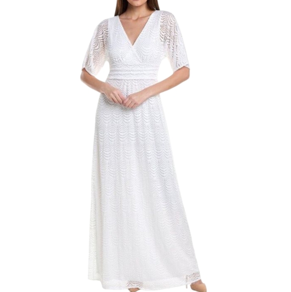 knee length dresses for ladies Parigi Lace Maxi Dress - Resort White Scalloped Shell Lace  The Islands